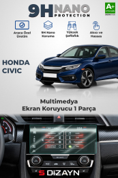S-Dizayn Honda Civic 7 İnç 9H Nano Multimedya Ekran Koruyucu (PARLAK) 2016-2019 A+ Kalite