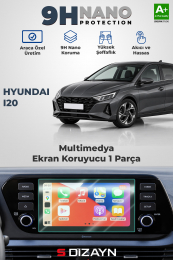 S-Dizayn Hyundai i20 8 İnç 9H Nano Multimedya Ekran Koruyucu (PARLAK) 2021-2023 A+ Kalite