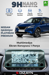 S-Dizayn Nissan Qashqai Platinum Premium 9 İnç 9H Nano Multimedya Ekran Koruyucu (PARLAK) 2021-2024 A+ Kalite
