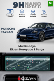 S-Dizayn Porsche Taycan 10.9 İnç 9H Nano Multimedya Ekran Koruyucu (PARLAK) 2020 Üzeri A+ Kalite