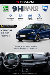 S-Dizayn Hyundai i20 Makyajlı Elite 9H Nano Gösterge ve Multimedya Ekran Koruyucu 2'Li Set (PARLAK) 2024 Üzeri A+ Kalite