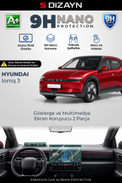 S-Dizayn Hyundai Ioniq 3 9H Nano Gösterge ve Multimedya Ekran Koruyucu 2'Li Set (PARLAK) 2026 Üzeri A+ Kalite