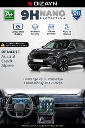 S-Dizayn Renault Austral Esprit Alpine 9H Nano Gösterge ve Multimedya Ekran Koruyucu 2'Li Set (PARLAK) 2023 Üzeri A+ Kalite
