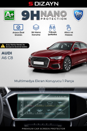 S-Dizayn Audi A6 10.1 İnç 9H Nano Multimedya Ekran Koruyucu (PARLAK) 2019-2025 A+ Kalite