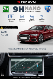 S-Dizayn Audi A6 8.6 İnç 9H Nano Klima Kontrol Ekran Koruyucu (PARLAK) 2019-2025 A+ Kalite