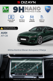 S-Dizayn Audi A7 8.6 İnç 9H Nano Klima Kontrol Ekran Koruyucu (PARLAK) 2019-2025 A+ Kalite
