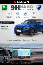 S-Dizayn Skoda Kodiaq 2 13 İnç 9H Nano Multimedya Ekran Koruyucu (PARLAK) 2024 Üzeri A+ Kalite