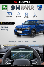 S-Dizayn Skoda Kodiaq 2 10.25 İnç 9H Nano Gösterge Ekran Koruyucu (PARLAK) 2024 Üzeri A+ Kalite