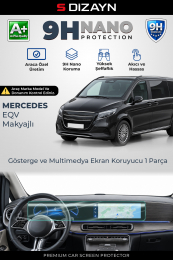 S-Dizayn Mercedes EQV Makyajlı 12.3 İnç 9H Nano Gösterge ve Multimedya Ekran Koruyucu 1 Parça (PARLAK) 2024 Üzeri A+ Kalite