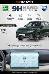 S-Dizayn BYD Atto 2 12.8 İnç 9H Nano Multimedya Ekran Koruyucu (PARLAK) 2025 Üzeri A+ Kalite