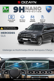 S-Dizayn Mercedes GLS 12.3 İnç 9H Nano Gösterge ve Multimedya Ekran Koruyucu 1 Parça (PARLAK) 2019 Üzeri A+ Kalite