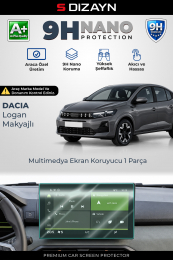 S-Dizayn Dacia Logan Makyajlı 10.1 İnç 9H Nano Multimedya Ekran Koruyucu (PARLAK) 2026 Üzeri A+ Kalite