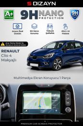 S-Dizayn Renault Clio 4 9H Nano Multimedya Ekran Koruyucu (PARLAK) 2016-2019 A+ Kalite