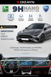 S-Dizayn Mercedes CLA 9H Nano Ekran Koruyucu 4'Lü Set Mbux Uyumlu (PARLAK) 2025 Üzeri A+ Kalite