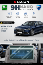S-Dizayn Mercedes S Serisi 11.6 İnç 9H Nano Arka Koltuk Ekran Koruyucu (PARLAK) 2021-2025 A+ Kalite