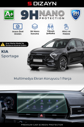 S-Dizayn Kia Sportage 12.3 İnç 9H Nano Multimedya Ekran Koruyucu (PARLAK) 2021-2024 A+ Kalite