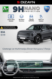 S-Dizayn Kia EV9 12.3 + 12.3 İnç 9H Nano Gösterge & Multimedya Ekran Koruyucu (PARLAK) 2023 Üzeri A+ Kalite