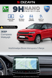 S-Dizayn Jeep Compass Makyajlı 10.1 İnç 9H Nano Multimedya Ekran Koruyucu (PARLAK) 2021 Üzeri A+ Kalite