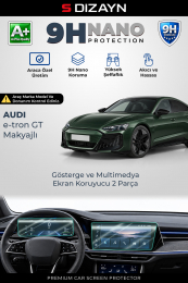 S-Dizayn Audi e-tron GT Makyajlı 9H Nano Gösterge ve Multimedya Ekran Koruyucu 2'Li Set (PARLAK) 2024 Üzeri A+ Kalite