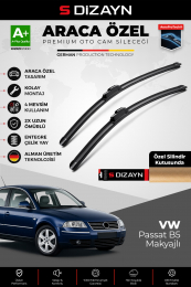 S-Dizayn VW Passat B5 Makyajlı Ön Cam Silecek Seti 2002-2005 Premium Araca Özel 53-53 Cm A+ Kalite