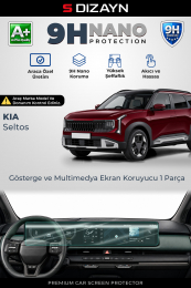 S-Dizayn Kia Seltos 12.3 + 12.3 İnç 9H Nano Gösterge & Multimedya Ekran Koruyucu (PARLAK) 2026 Üzeri A+ Kalite