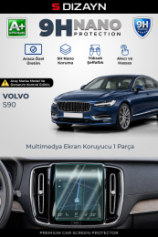 S-Dizayn Volvo S90 İnscription 8.7 İnç 9H Nano Multimedya Ekran Koruyucu (PARLAK) 2019-2023 A+ Kalite
