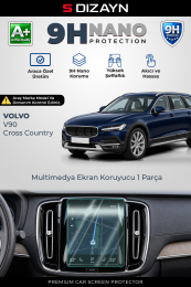 S-Dizayn Volvo V90 Cross Country İnscription 8.7 İnç 9H Nano Multimedya Ekran Koruyucu (PARLAK) 2019-2023 A+ Kalite
