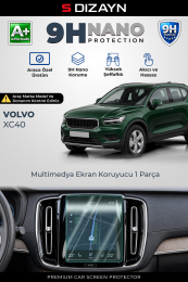S-Dizayn Volvo XC40 T5 8.7 İnç 9H Nano Multimedya Ekran Koruyucu (PARLAK) 2019-2023 A+ Kalite