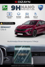 S-Dizayn Renault Clio 5 R Link 9.3 İnç 9H Nano Multimedya Ekran Koruyucu (PARLAK) 2019-2025 A+ Kalite