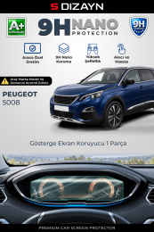S-Dizayn Peugeot 5008 Allure / GT 9H Nano Gösterge Ekran Koruyucu (PARLAK) 2017-2024 A+ Kalite