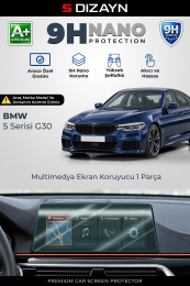 S-Dizayn BMW 5 Serisi G30 Next 100 10.25 İnç 9H Nano Multimedya Ekran Koruyucu (PARLAK) 2017-2020 A+ Kalite