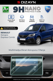 S-Dizayn Renault Kangoo Express Combi 8 İnç 9H Nano Multimedya Ekran Koruyucu (PARLAK) 2021 Üzeri A+ Kalite