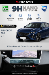 S-Dizayn Peugeot 308 GT 9H Nano Klima Kontrol i-Toggle Ekran Koruyucu (PARLAK) 2021 Üzeri A+ Kalite