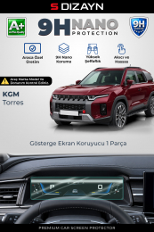 S-Dizayn KGM Torres 12.3 İnç 9H Nano Gösterge Ekran Koruyucu (PARLAK) 2022-2024 A+ Kalite