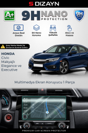 S-Dizayn Honda Civic Makyajlı Elegance / Executive 7 İnç 9H Nano Multimedya Ekran Koruyucu (PARLAK) 2019-2021 A+ Kalite