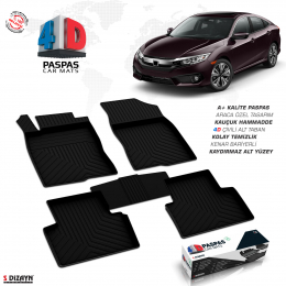 Honda Civic SD 4D Havuzlu Paspas 2016-2021 A+Kalite