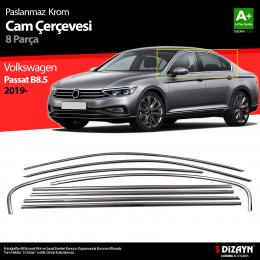 S-Dizayn VW Passat B8.5 Krom Cam Çerçeve 8 Parça 2019 ve Üzeri A+ Kalite