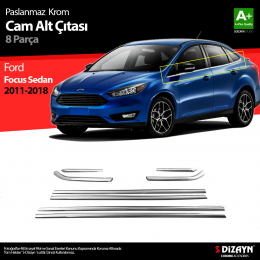 S-Dizayn Ford Focus 3 SD Krom Cam Çıtası 8 Prç 2011-2018