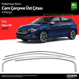 S-Dizayn Fiat Egea HB Krom Cam Üst Çıtası 4 Prç. 2015 Üzeri