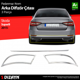 S-Dizayn Skoda Superb Krom Egzoz Çıkışı 3 Parça Set 2015-2019