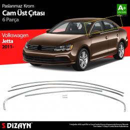 S-Dizayn VW Jetta Krom Cam Üst Çıtası 6 Prç. 2011 Üzeri