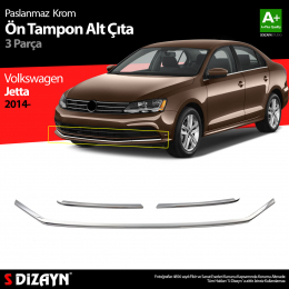 S-Dizayn VW Jetta Krom Ön Tampon Çıta 3 Prç. 2014 Üzeri