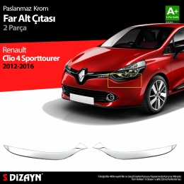 S-Dizayn Renault Clio 4 Sporttourer Krom Far Alt Çıtası 2 Prç. 2012-2016