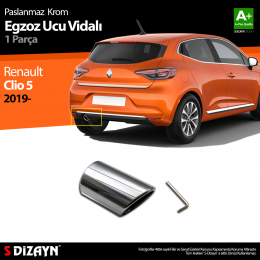 S-Dizayn Renault Clio 5 Krom Egzoz Ucu Vidalı 2019 ve Üzeri