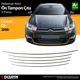 S-Dizayn Citroen C5 Krom Ön Tampon Çıtası 5 Prç 2008-2017