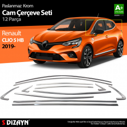 S-Dizayn Renault Clio 5 Krom Cam Çerçevesi 12 Prç. 2019 ve Üzeri A+ Kalite