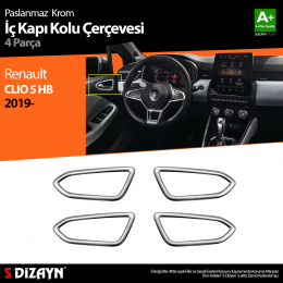 S-Dizayn Renault Clio 5 Krom İç Kapı Kolu Çerçevesi 4 Prç. 2019 ve Üzeri