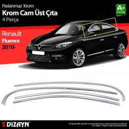 S-Dizayn Renault Fluence Krom Cam Üst Çıtası 4 Prç 2010 Üzeri