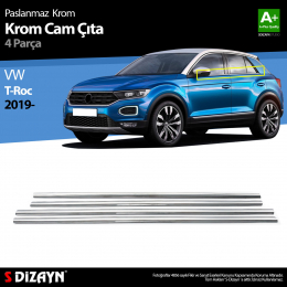 S-Dizayn VW T-Roc Krom Cam Çıtası 4 Prç. 2019-2021