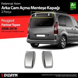 S-Dizayn Peugeot Partner Tepee Krom Arka Cam Açma Menteşe Kapağı 2 Prç 2008-2018